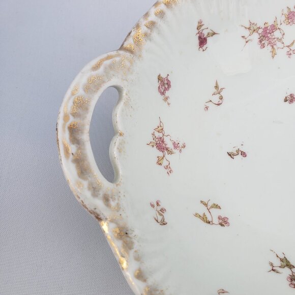 Antique Victoria Austria Pink Floral Gold Large Oval Serving Platter - Picture 4 of 8